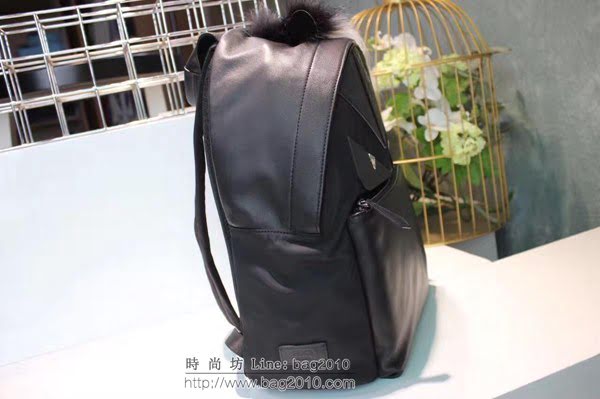 FENDI背包 BACKPACK系列黑色尼龍背包 同色系蟒蛇皮與凱門鱷魚皮 BAG BUGS眼睛圖案 芬迪男雙肩包  fdz2046